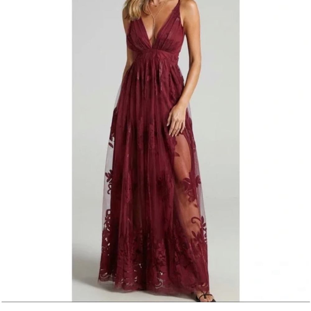 Showpo Promenade Maxi Dress (Wine)